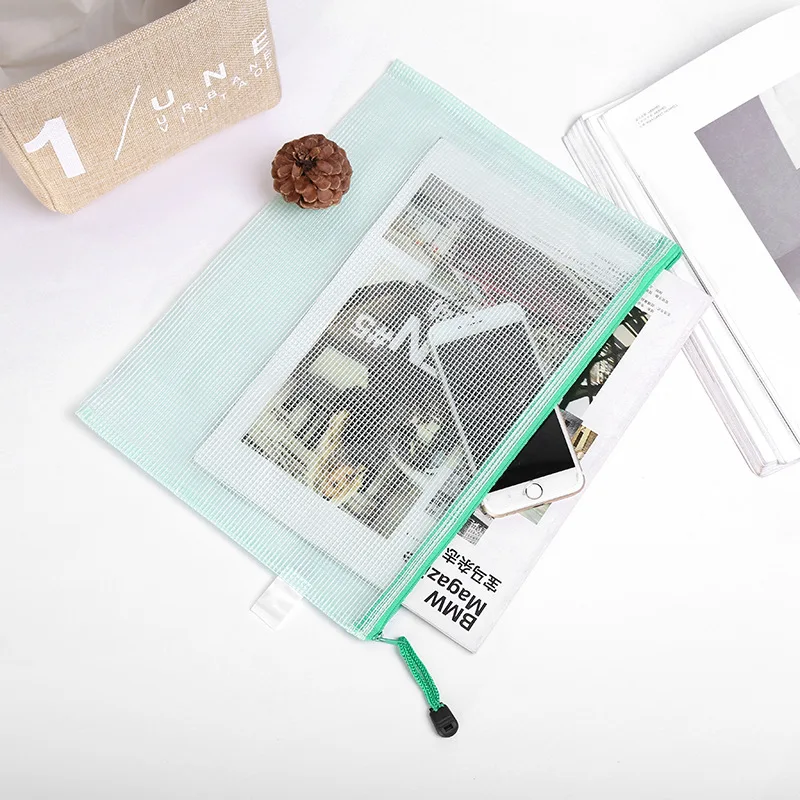 1pc A3 A4 A5 A6 B4 B5 File Folder Poly Stationery Storage Waterproof Zipper PVC Organizer Bag Document Paper Office