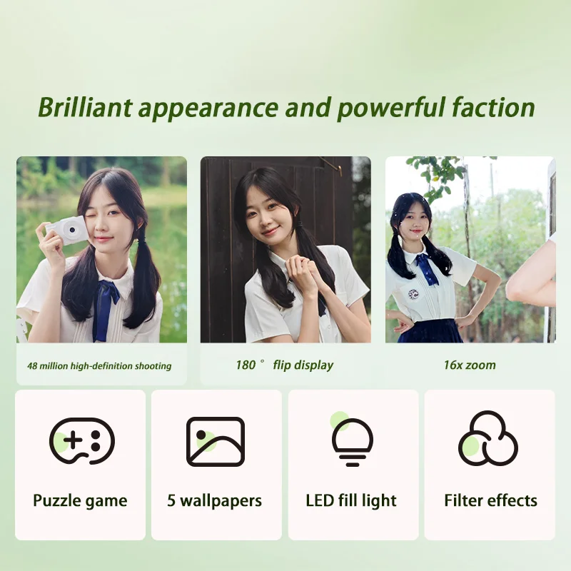 Digital Camera 4K Digital Camera 6400w HD Flip Screen Camera Digital Card Shooting Student Entry-level CCD