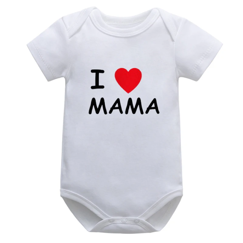 Baby Boys Girls Romper Cotton Short Sleeve Letter Print I Love Mom & Dad Jumpsuit Infant Clothing Newborn Costume Baby Clothes