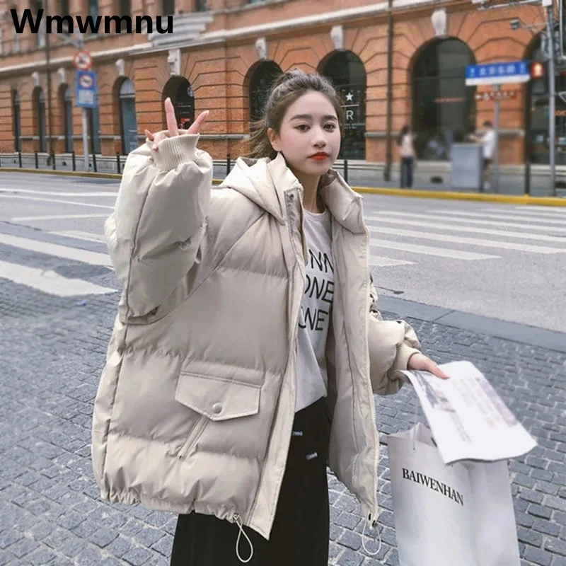 

Warm Hooded Down Cotton Parkas Loose Thicken Oversized Jacket Korean Winter Snow Wear Padded Coats Casual Puffer Chaquetas