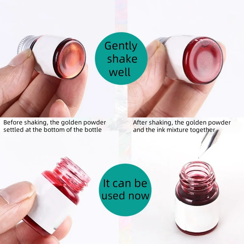 골든 파우더 컬러 만년필 잉크 15ml 별빛 하늘 글리터 파우더 컬러링, 페인팅, 서예 연습, 컬러 잉크