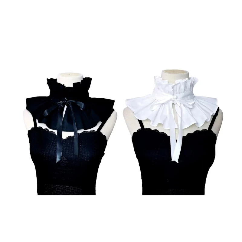 

Detachable False Collar Girls Renaissance Clothes Shawl for Shirt or Dress Ruffled Laple Shawl for Lady Girl Shawl