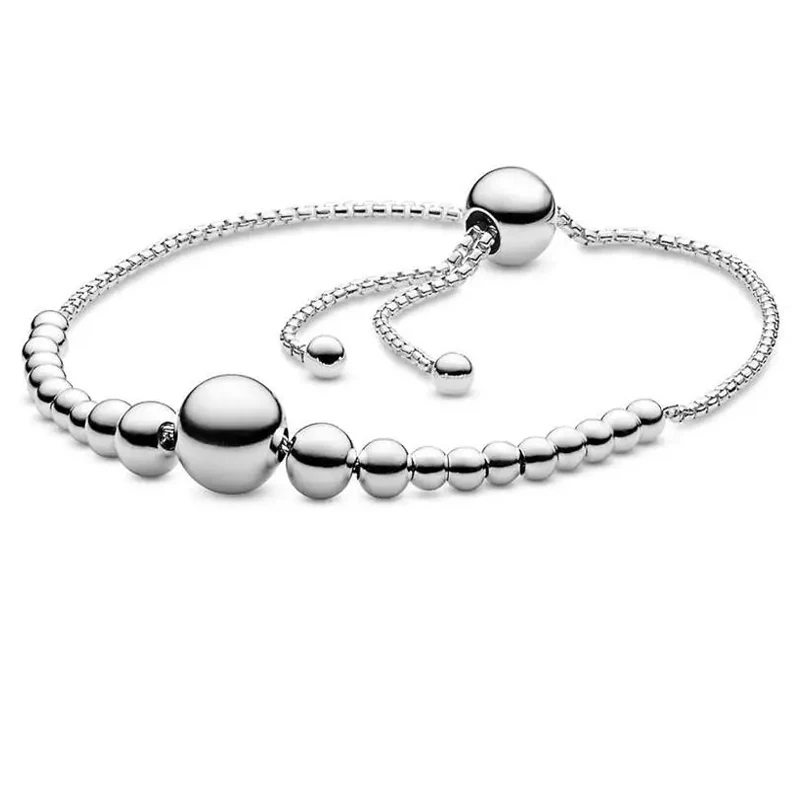 New Women's S925 Buddha Pearl Silver Bracelet Rope Sliding Buckle Bracelet DIY Charming Jewelry Gift Fashion Light Luxury