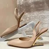 Summer Strange Heels Ladies Shoes Solid Color Design Women's Shoes with Rear Trip Straps Pointed Toe Fashion Zapatos Para Mujere 1