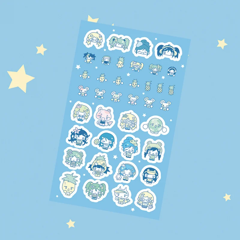 Korea Cute Summer Retro Girl Character Decorative Stickers for DIY Crafts and Journaling