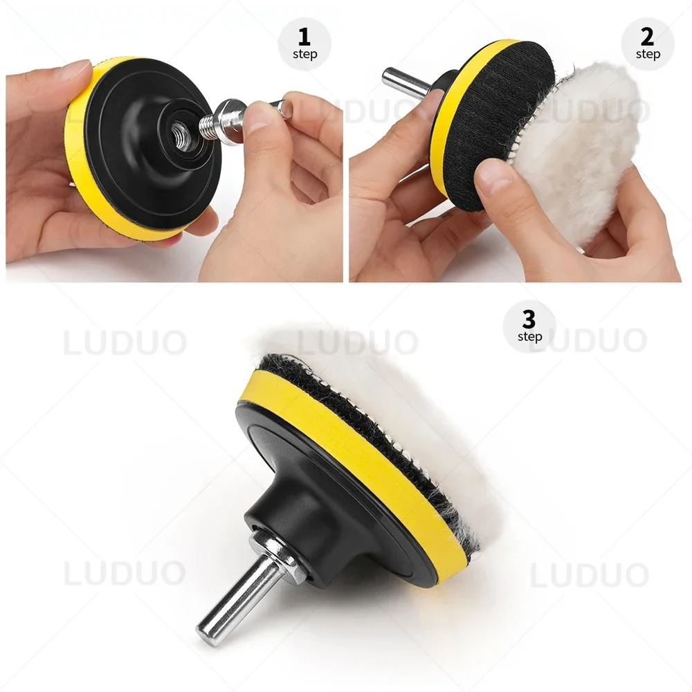 5PCS Car Polishing Kit Soft Wool Sponge Pad for Auto Beauty Waxing Polishing Disc Detailing Cleaning Paint Care 7/6/5/4/3inch