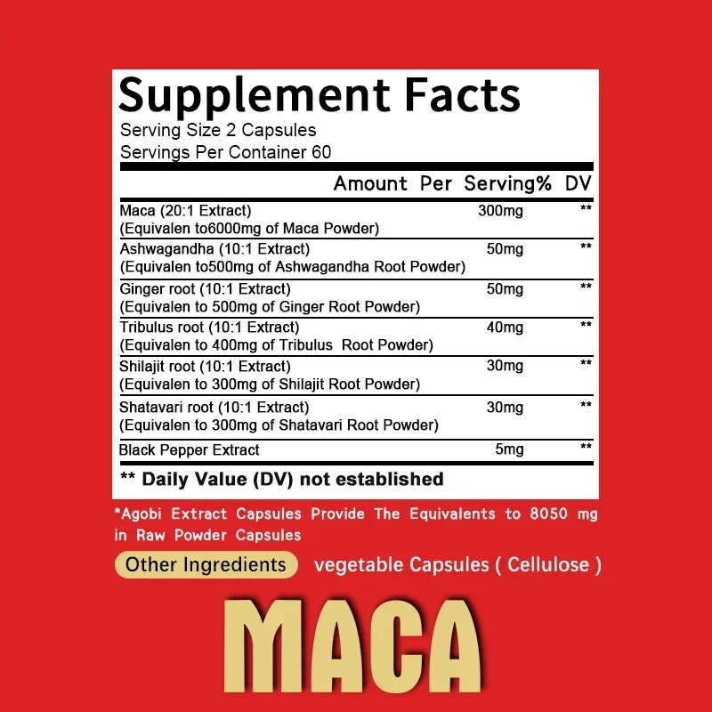 Xemenry Maca Capsules Contain Ashwagandha Root Ginseng Root Tribulus Terrestris and Other Extracts Supplement ginseng supplement muscle supplement