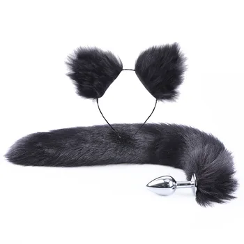 Fox Tail Anal Plug with Hairpin Bdsm Toy Flirting Metal Butt Plug Tail Erotic Sex Toys for Woman Couples Cosplay Adult Game Shop 5