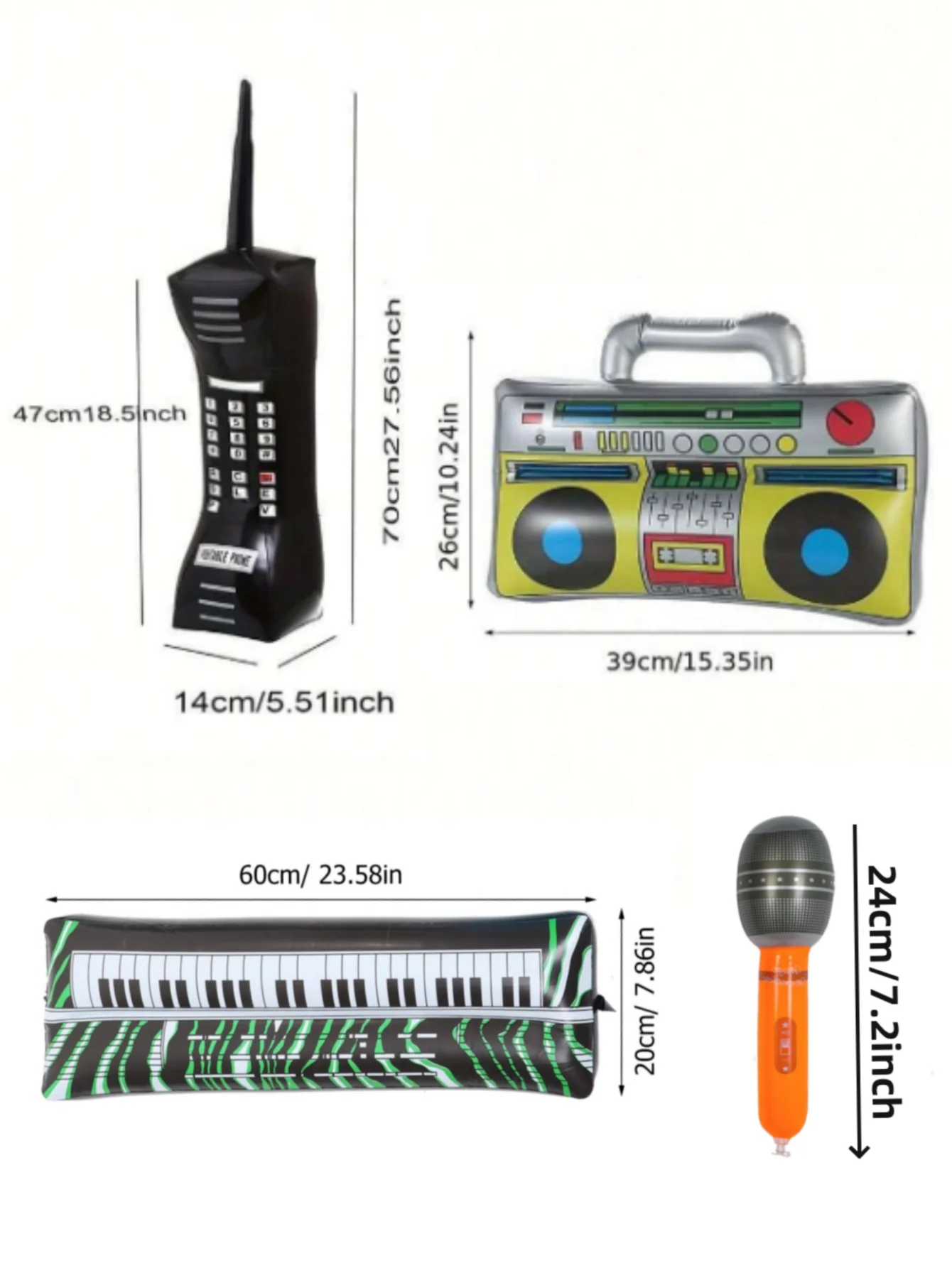 2pcs Inflatable phone and inflatable radio Boombox Hip Hop party decor, music themed party decor, Disco retro themed decor