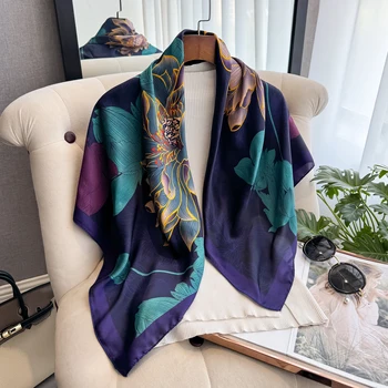 Nuova primavera e l'estate Design di lusso 90 cm Sciarpa da donna Protezione solare Foulard Scialle Hijab Capelli femminili Hijab Avvolge Fazzoletto da collo Bandanda 1