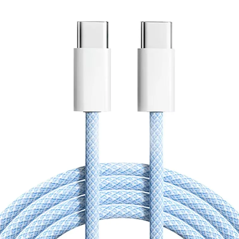 thumbnail image 1 of Cable de carga rápida USB C PD de 60 W para iPhone 15, 16 Pro Max, 15, 16 Plus, Samsung Moto, OPPO, Xiaomi Redmi, cable trenzado tipo C dual de 2 m, 1 of 5