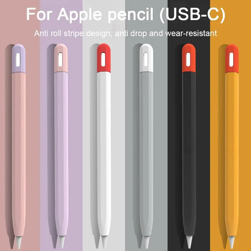 For Apple Pencil Case & USB-C Cap Anti-slip Stripe Wireless Charging Tether For IPad Tablet Touch Pen Sleeve Covers