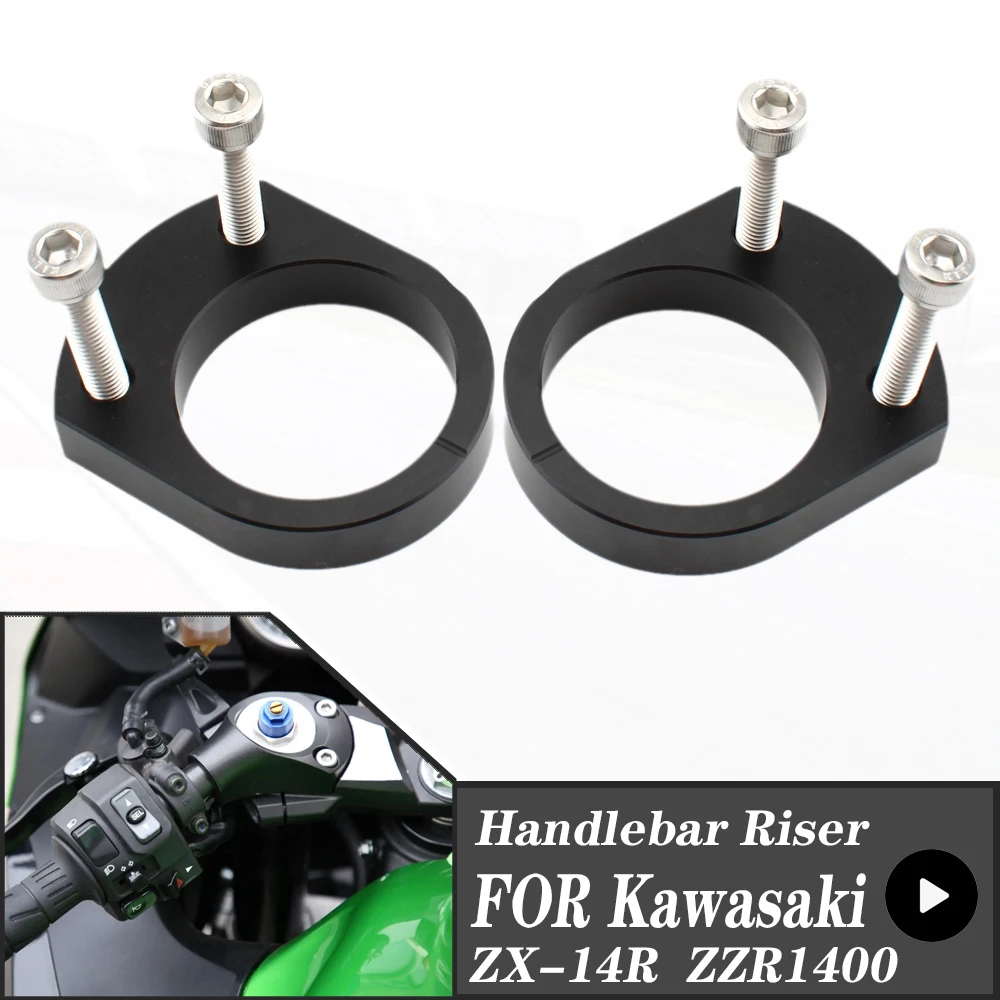 FOR Kawasaki ZX-14R ZZR1400 2006-2022 Motorcycle Handle Bar Mount Clamps 15MM Riser Adapters ZX-14 R ZZR 1400 ZX14R Aluminum