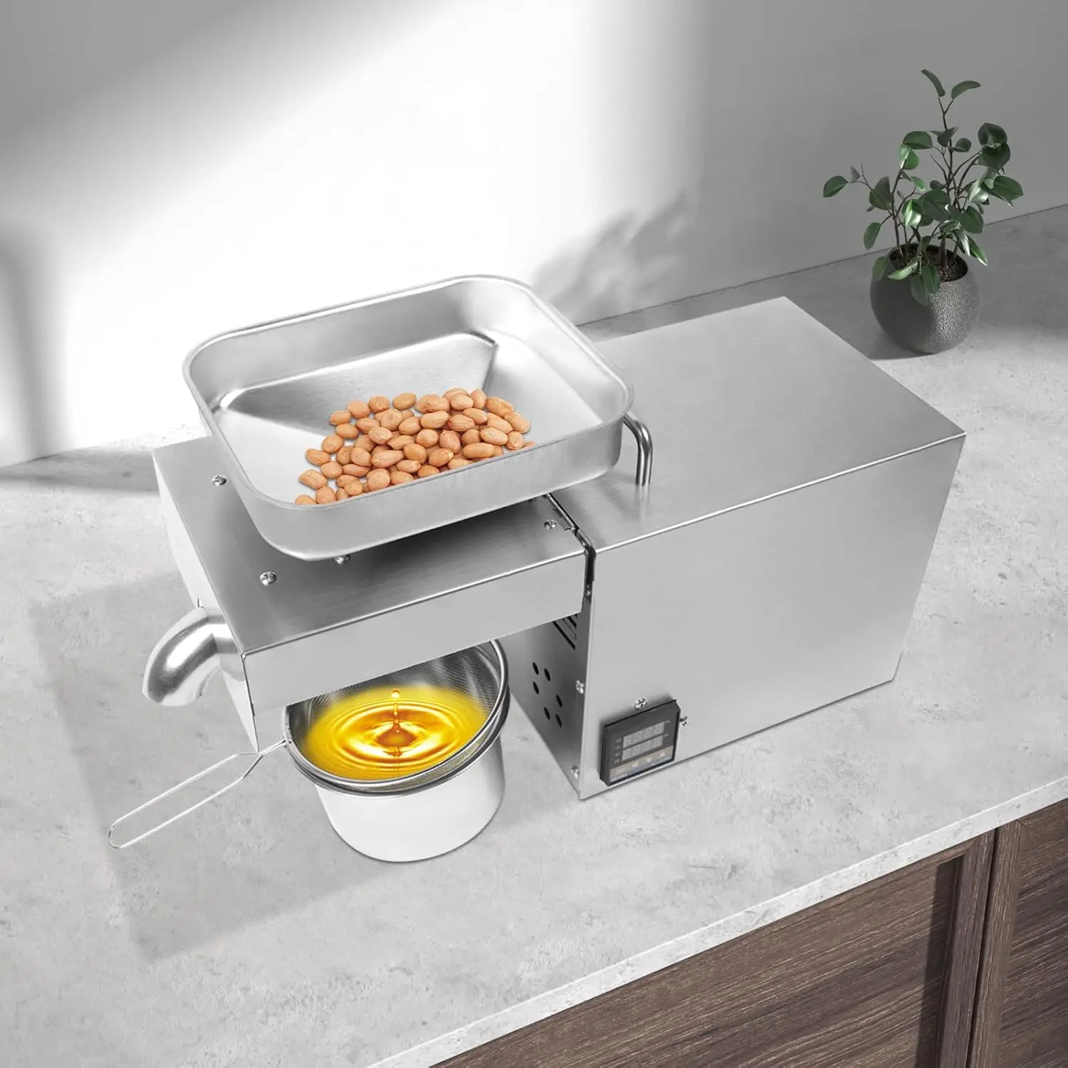 610W Oil Press Machine Automatic Commercial Oil Presser Cold Hot Press,Stainless Steel Kitchen Oil Press Machine With digital sc 6