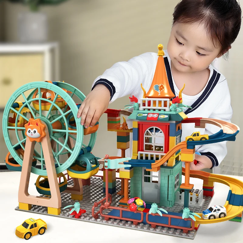 

268PCS Big Size Castle Building Blocks Marble Race Run Car Action Figures Friends Children Educational Toys For Boys Gifts