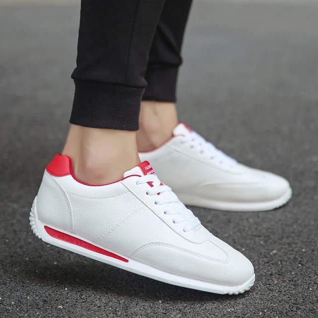 Chaussure Homme Sneakers Tennis en Cuir Avec Bande Tendance