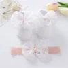 Pudcoco Infant Girl Flat Shoes for Spring Autumn, Bowknot Soft Sole Anti Slip Crib Shoes + Lace Headband 5