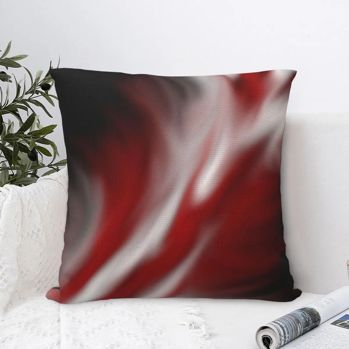 

Decorative Red And White Square Pillowcase Polyester Pillow Cover Velvet Cushion Decor Comfort Throw Pillow For Home Living Room