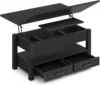 Coffee Table Lift Top, Drawers and Hidden Compartment, Coffee Table Dining Table for Living Room, Home Office,Black 1