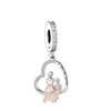 Fit Original Pan Charm Bracelet 100% 925 Silver Mother Son Hold Hands Walk Together Bead For Making Mother's Day Berloque DIY 4