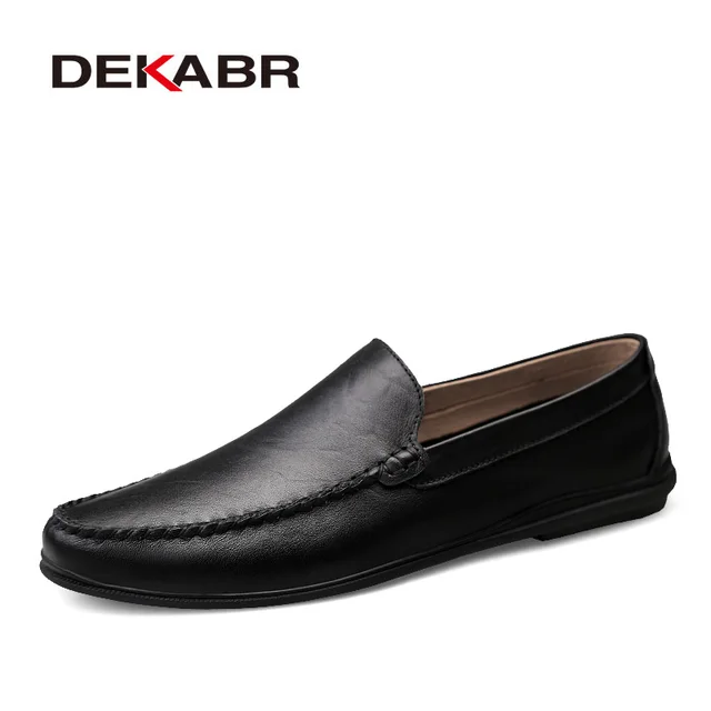 DEKABR Italian Mens Shoes Casual Luxury Brand Summer Men Loafers Split Leather Moccasins Comfy Breathable Slip On Boat Shoes 1