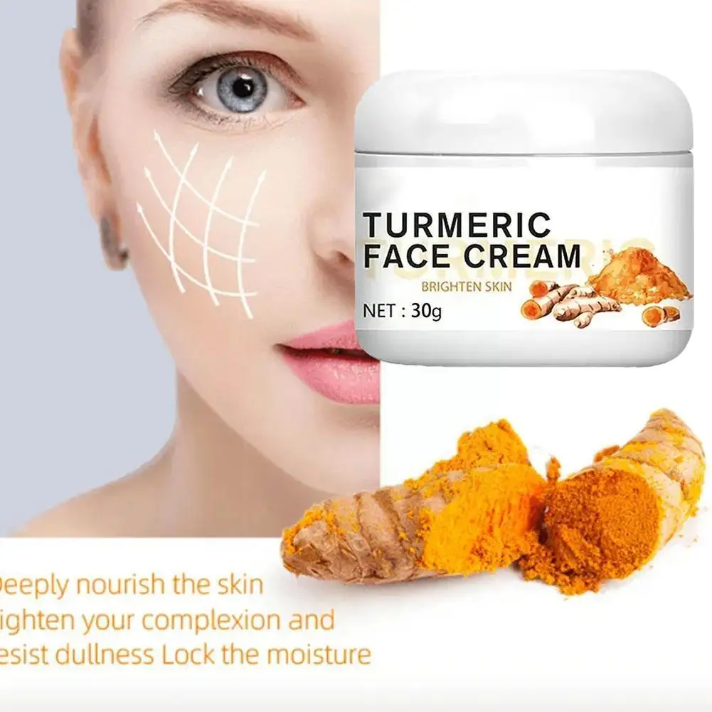 

Turmeric Face Whitening Cream for Dark Skin Remove Acne Lighten Dark Spots Moisturizing Brightening Cream for Face Skin Car C1D6