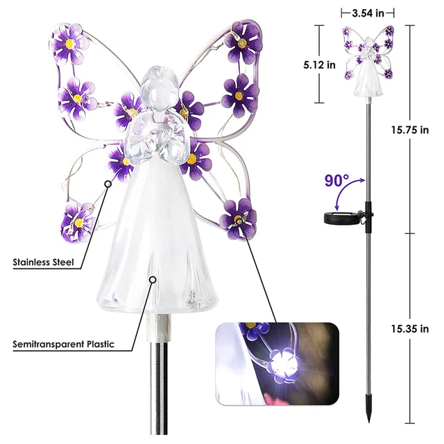 Angel Pile Outdoor Solar Lights for Garden Decoration Eternal Lawn Lamp with 7LED for Cemetery Memorial