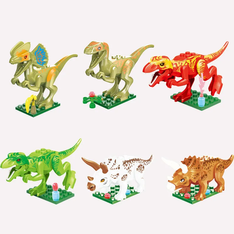 쥬라기 공룡 세계 잔혹한 랩터 T-Rex 트리케라톱스 모델 빌딩 블록, 디노 벨로키랍토르 피규어 벽돌 장난감 선물, 12 개/세트
