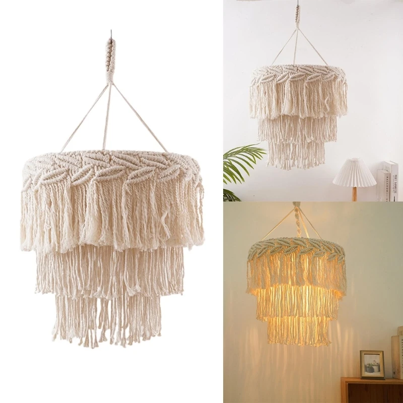

Nordic Handmade Woven Lampshade Homestay Bedroom Tapestries Lampshade