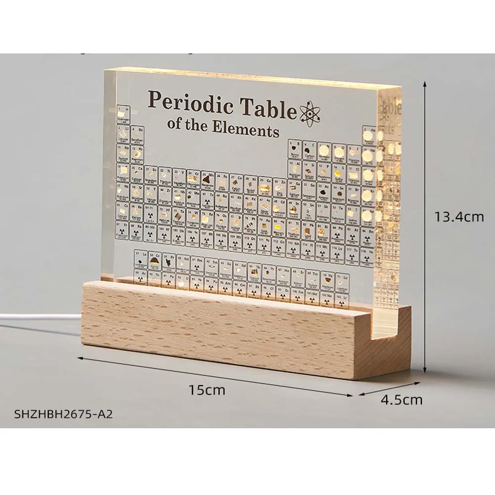 1 Pc/Pack English-Version Enbedded Elements of physical objects Chemical periodic table gift ornaments with Backlight