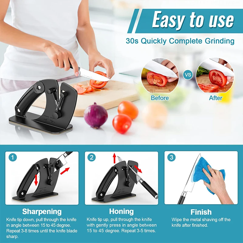 Kitchen Knife Sharpener Automatic Adjustment Angle Sharpening Tool Portable Household Outdoor Quick