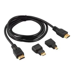 High-Quality Mini HDTV Adapter Cable 3-in-1, 1.5 Meters - 1m (Black)