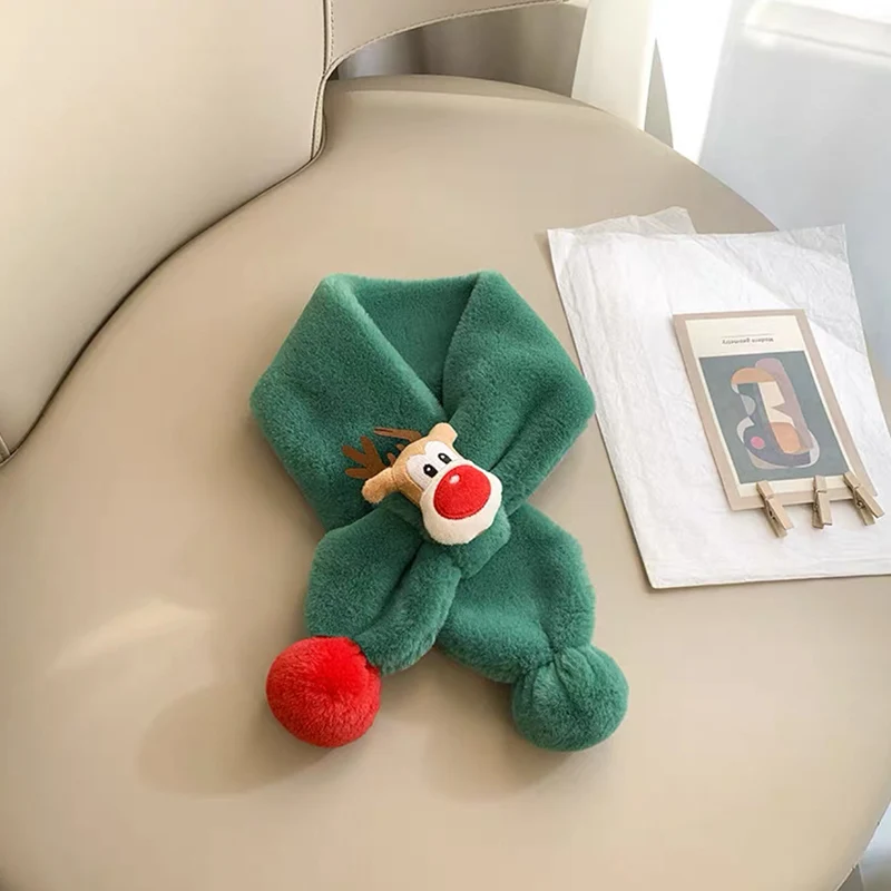 Children's bib autumn winter warm cute Christmas deer scarf boys and girls windproof bib baby plus velvet scarf winter