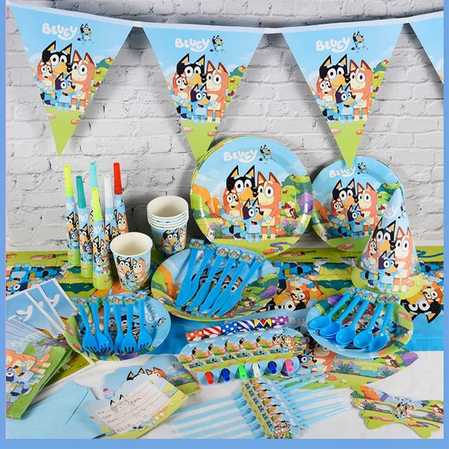 Bluey Themed Party Supplies Decoration And Layout Scene Disposable Paper  Tray, Paper Cup, Paper Towel, Tablecloth, Tableware Set - Action Figures -  AliExpress