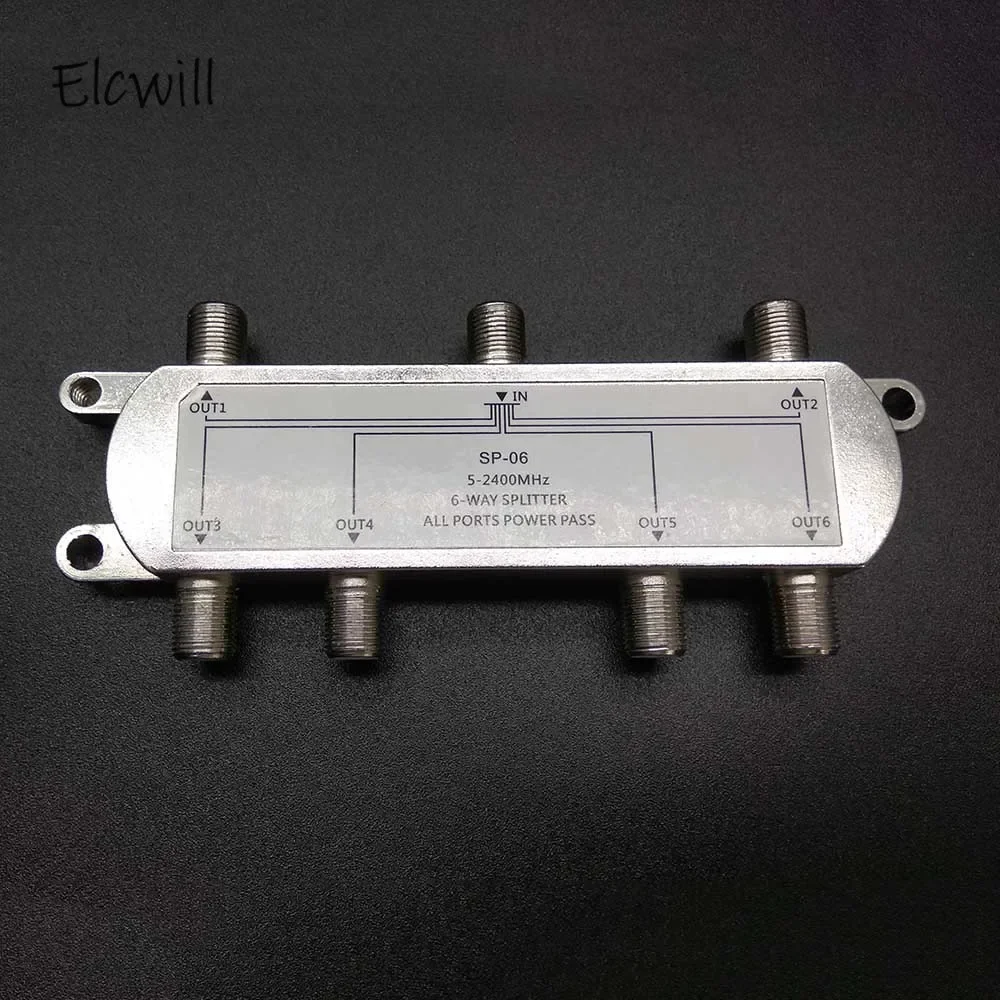 Tv Splitter 6 Way Satellite Antenna Cable TV Antenna Signal Splitter Distributor For SATV/CATV 5-2400MHz Satellite Receiver For SATV/CATV