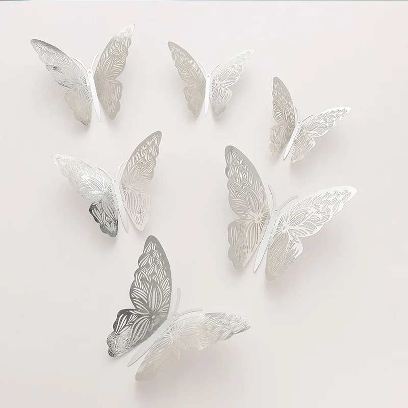 Cake Topper Butterfly Cake Toppers 12pcs Happy Birthday Stickers 3D Wall Stiker Wedding Crafts Party Kids Gift
