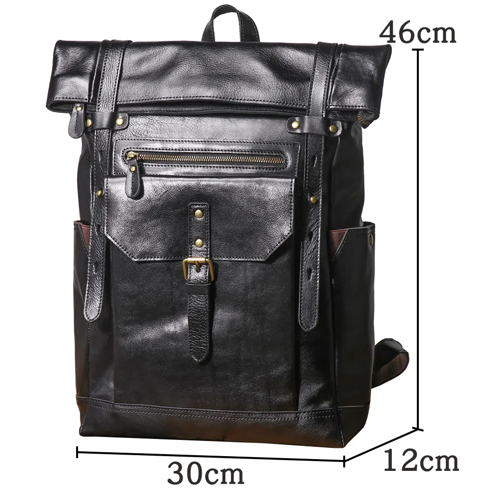 Stylish New Men's Genuine Leather Backpack Large Capacity Business Laptop Bag