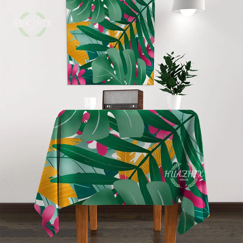 

Tropical Green Leaves Tablecloth for Table Wedding Decoration Waterproof Rectangular Living Room Home Decoration Aesthetics