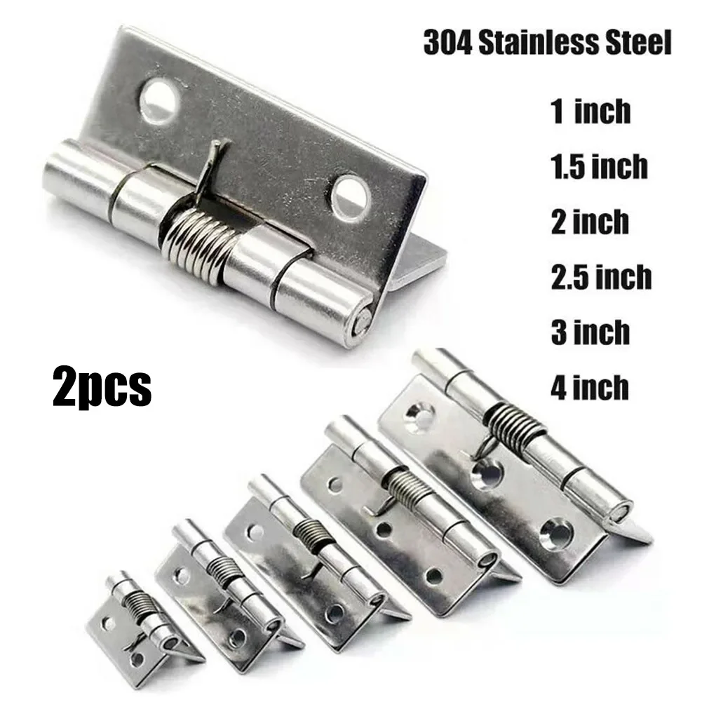 2pcs 1/1.5/2/3Inch Silver Spring Door Hinge Stainless Steel Self Closing Design Windows Cabinets Boxes Household Hardware cabinet door hinges furniture hinge cabinet hinges stainless steel door hinges wooden box hinge