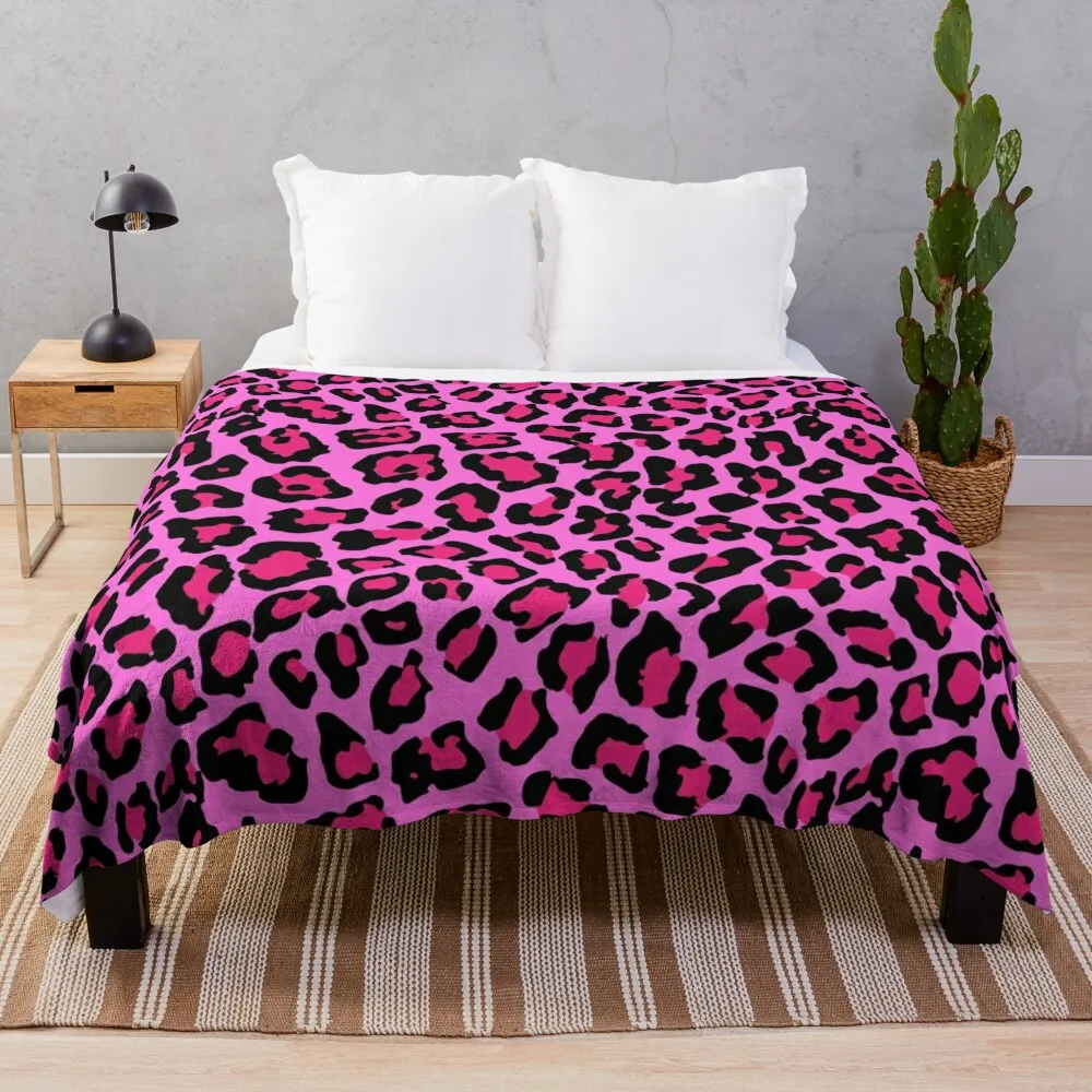 

Hot Pink Leopard Print Throw Blanket Polar blanket Furry Blanket Retro Blankets Kid'S Blanket