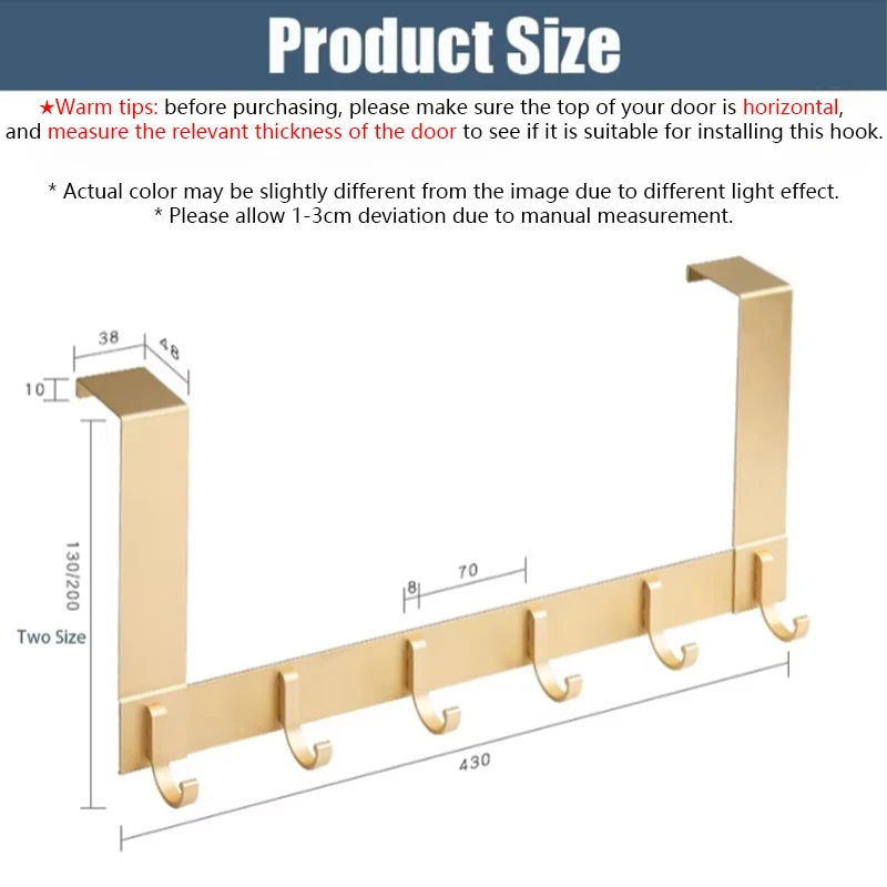 Aluminum Alloy Door Hook,Gold Over The Door Towel Racks for