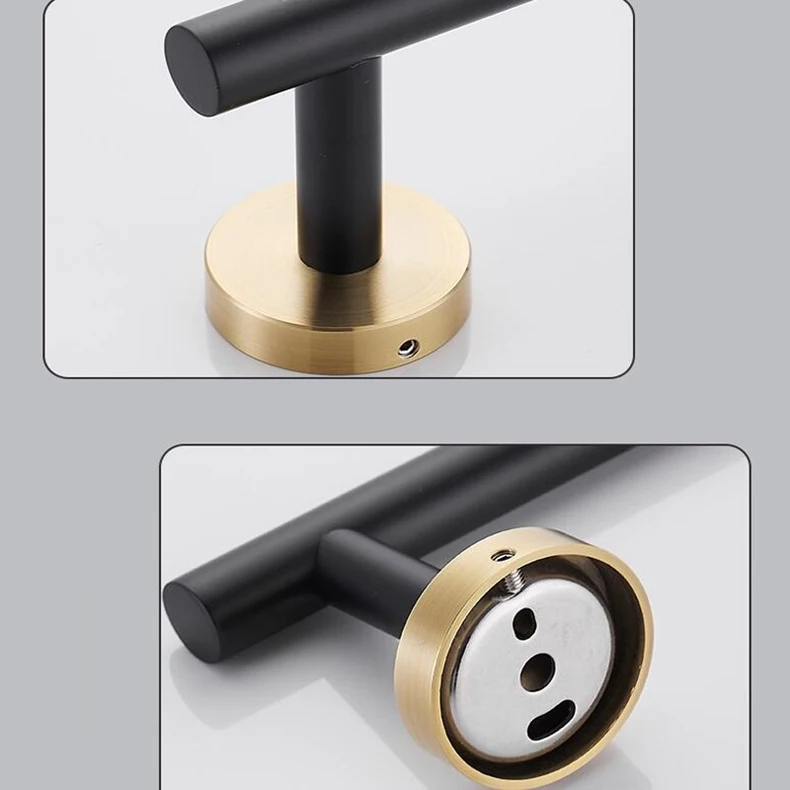 Toilet paper holder bathroom hardware set bathroom hardware accessories Black and Gold Stainless Steel Bathroom Hardware set Towel Bar Toilet Paper Holder Clothes Hook Bathroom Roll Towel Rack Ring