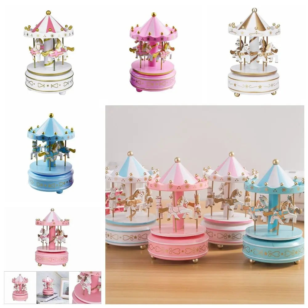 Creative Fantasy Christmas Holiday Decor Carousel Music Box Easy Use Carousel Ferris Wheel Ornaments 3