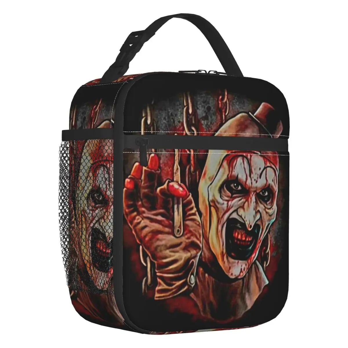 

Custom Terrifier Lunch Bag Men Women Thermal Cooler Halloween Movie Horror Clown Insulated Lunch Box for Kids School Children
