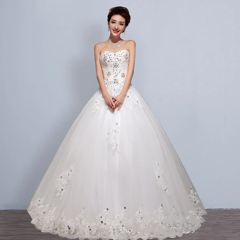 

Роскошные кружевные свадебные платья без бретелек с вышивкой, Красивое бальное платье с бисером и кристаллами, свадебное платье, модное платье до пола