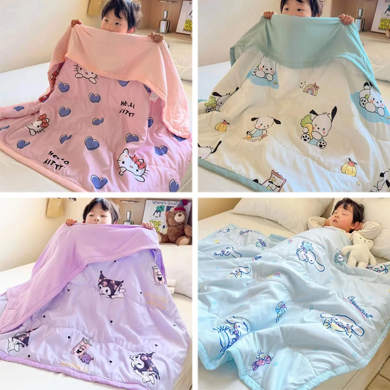 

Sanrio Kids Summer Cool Quilt Kuromi Hello Kitty Pachacco Cinnamoroll Air Condition Quilt Four-season Quilt Baby Nap Blanket