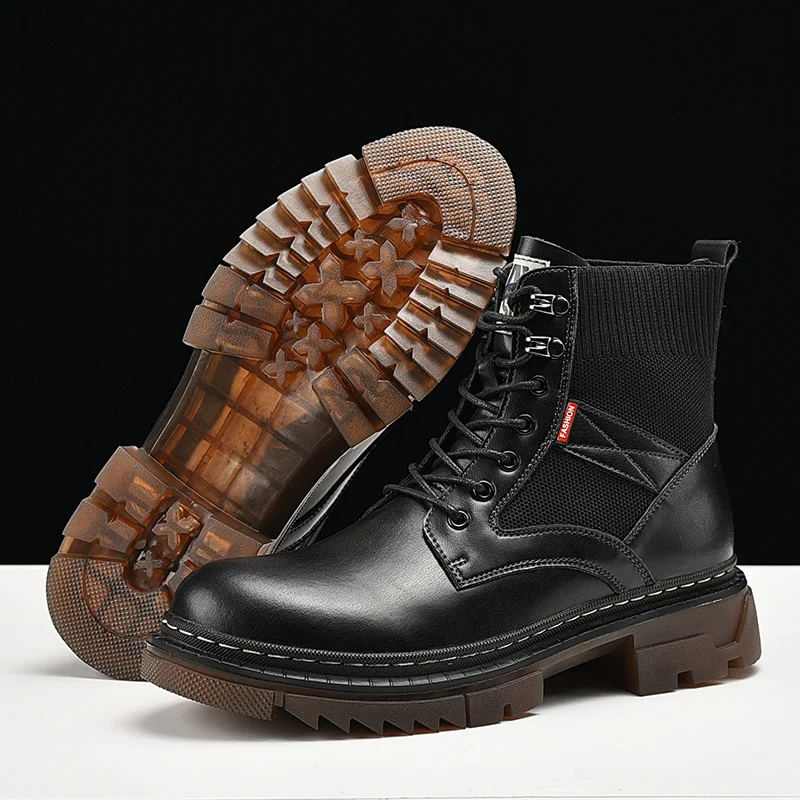 Men Leather Casual Martin Boots Lightweight Mens Trainers Running Walking Shoes_voghion.com