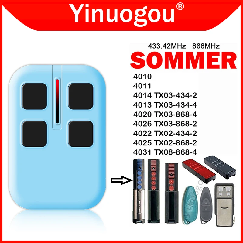 

SOMMER 4020 TX03-868-4 4026 TX03-868-2 4031 TX08-868-4 868MHz SOMMER 4013 TX03-434-4 434MHz Garage Door Remote Control Gate