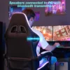 Gaming Chair Bluetooth Speaker Office Chair Ergonomic LED Lights Massage Adjustable Height Armrests Headrest Lumbar Support 4