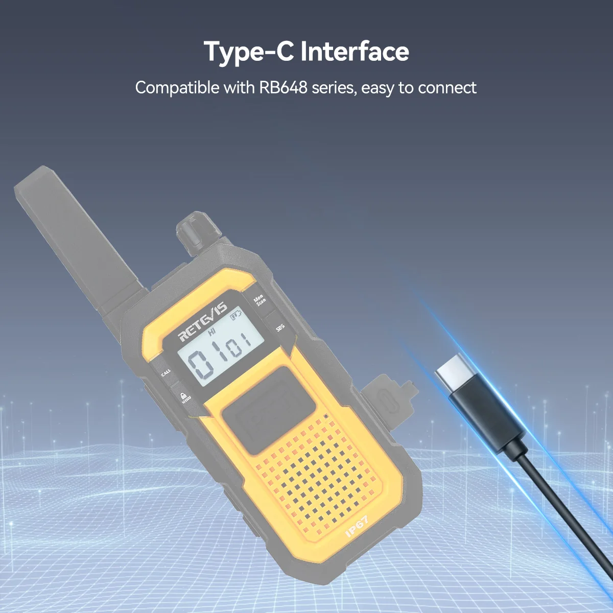 PC48 RB48 Walkie Talkie USB Programming Cable Type-C Supports Windows7/XP/10/11